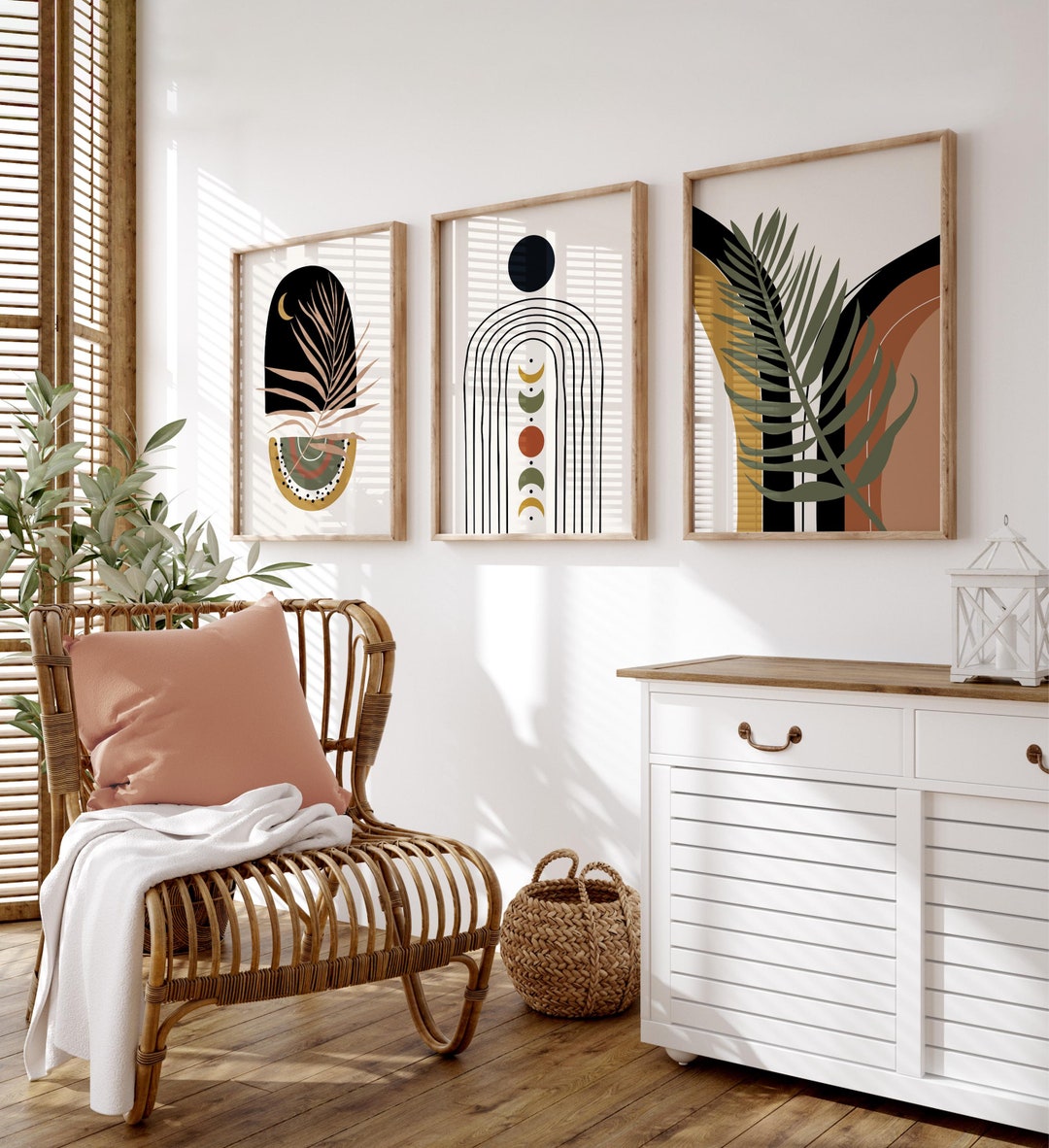 Boho Abstract Wall Art Prints, Boho Wall Decor, Set of 3 Prints, Boho ...