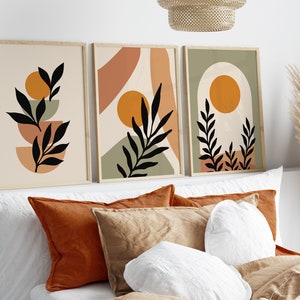 Boho Abstract Wall Art Prints, Boho Wall Decor, Set of 3 Wall Prints ...
