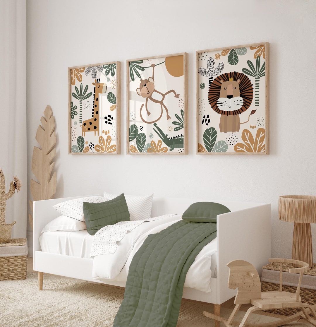 Safari Nursery Wall Prints, Safari Animal Nursery Prints, Green Nursery ...