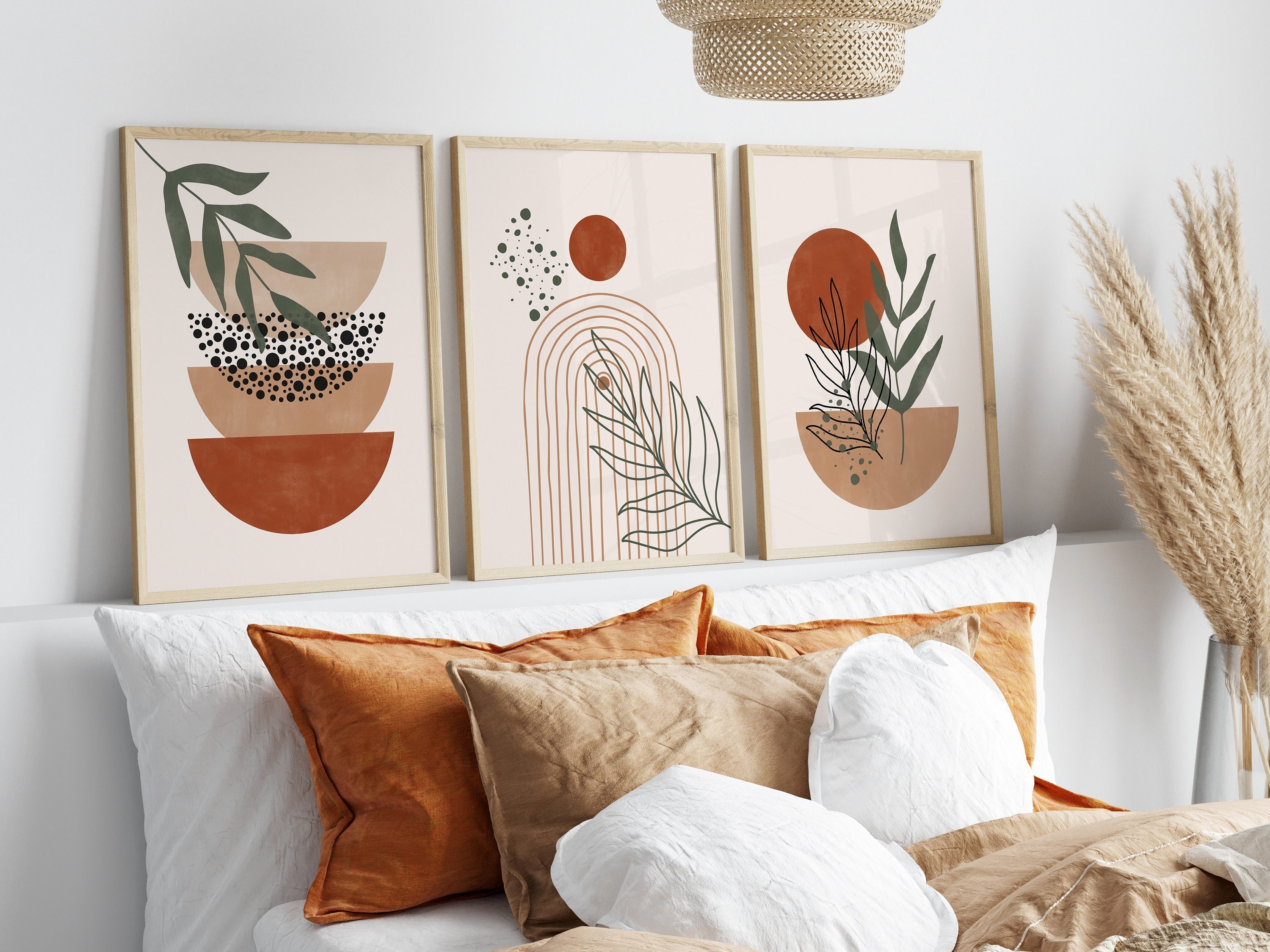 Boho Abstract Wall Art Prints Boho Wall Decor Set of 3 - Etsy UK