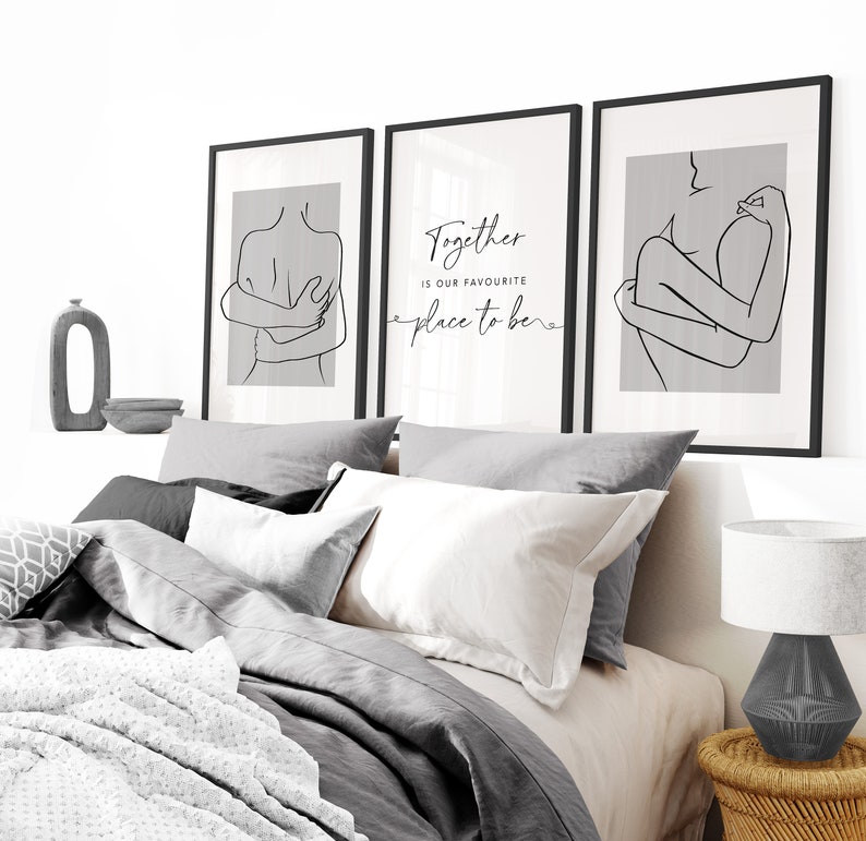 Grey Bedroom Wall Prints Line Art Together is Our Favourite Etsy