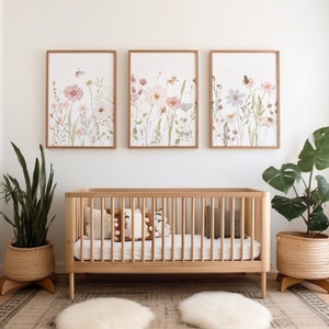 Wildflower Nursery Prints, Botanical Nursery, Set of 3 Wall Prints ...