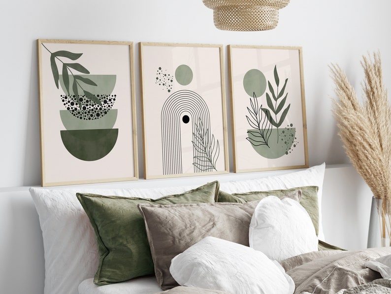 Set of 3 Boho Wall Prints, Boho Wall Art, Sage Green Wall Prints, Green Wall Decor, Boho Prints, Sage Green, Black, Beige, Boho Wall Decor image 7