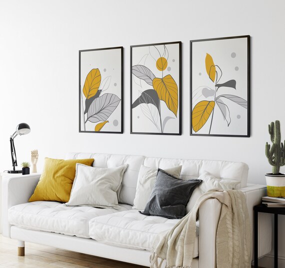 Mustard Wall Art Prints Mustard Wall Art Mustard and Grey Etsy