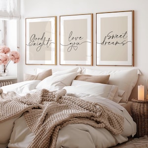 Bedroom prints with bedtime phrases, ideal new home gift for couples