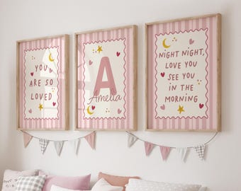 Girls Room Prints, Girls Bedroom Pictures, Wall Art, Pink, You are so Loved, Nursery Wall Art, Bedtime Quote Prints