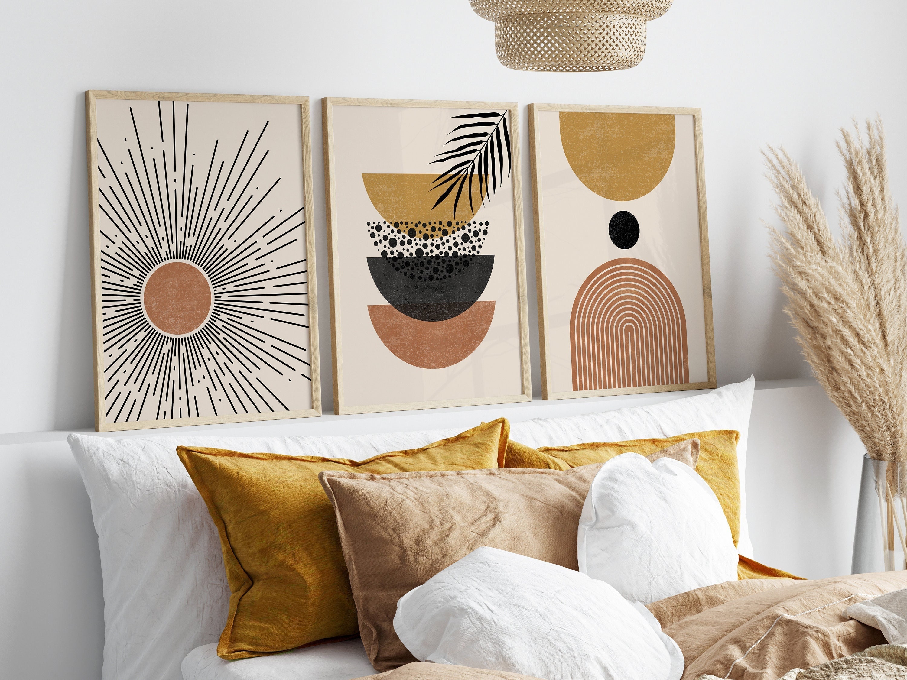 Boho Abstract Wall Art Prints Boho Wall Decor Set of 3 Wall - Etsy