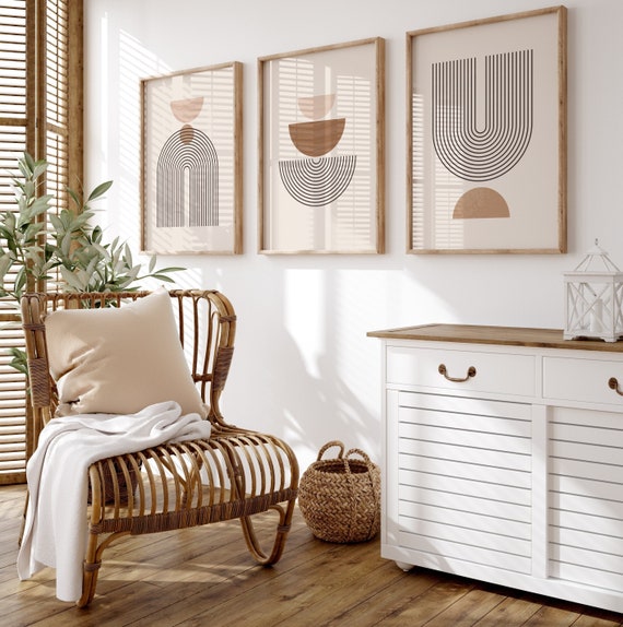 Neutral Boho Wall Art Prints Boho Wall Decor Set of 3 Wall Etsy