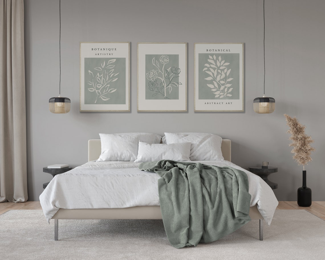 Set of 3 Wall Prints Green Wall Art Sage Green Wall Prints Etsy