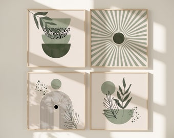 Square Wall Prints, Boho Wall Prints, Boho Wall Art, Sage Green Wall Prints, Green Wall Decor, Boho Prints, Boho Wall Decor, Square Wall Art