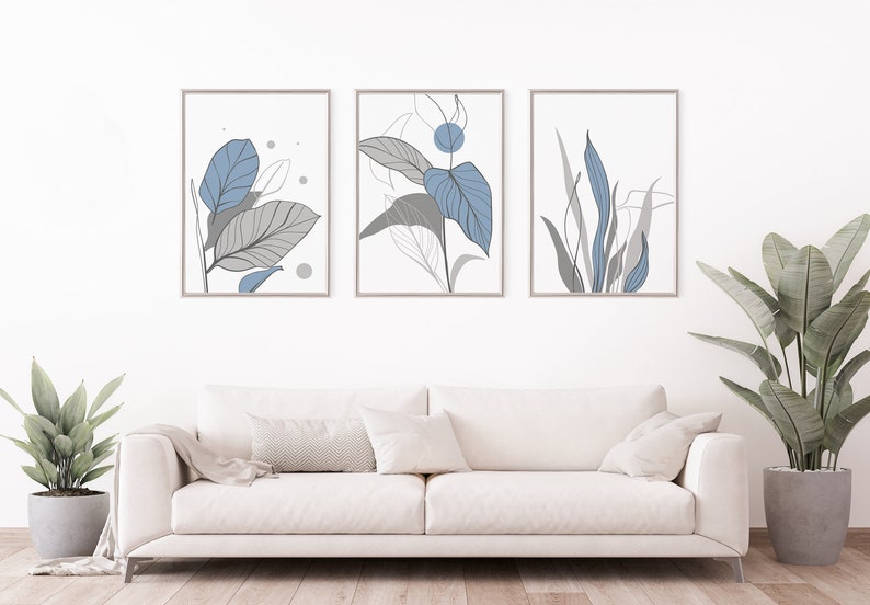 Light Blue Wall Art Prints Blue Wall Decor Blue and Grey - Etsy