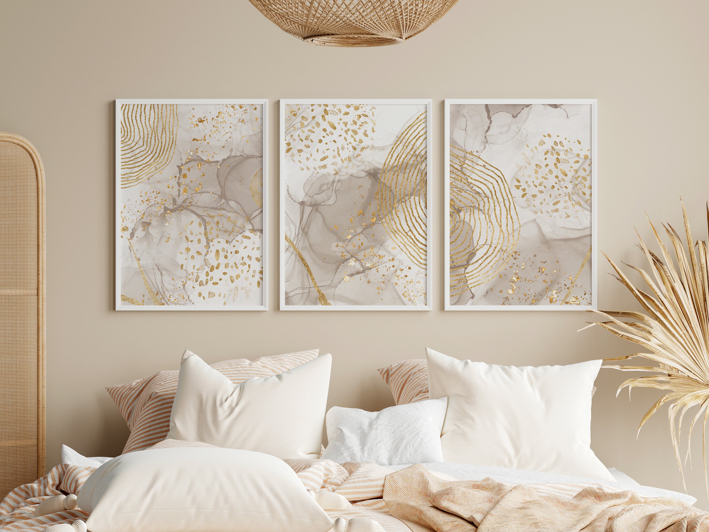 Beige & Gold Wall Prints Marble Wall Prints Set of 3 Etsy UK