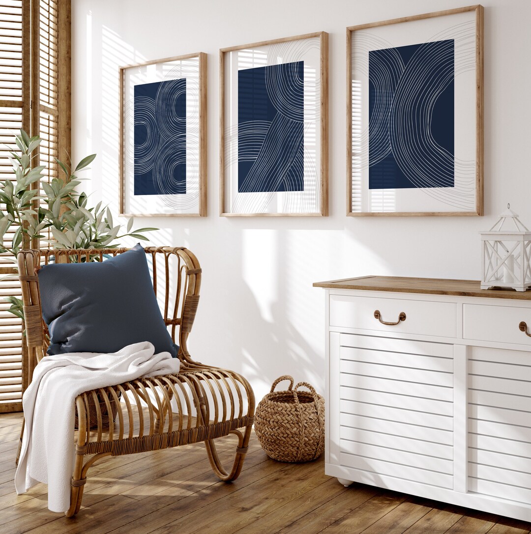 Blue Wall Prints, Abstract Wall Prints, Blue Wall Art, Bluel Line Art