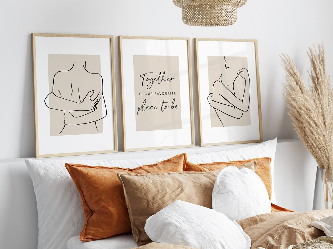 Beige Bedroom Wall Prints, Neutral Wall Art, Together is Our Favourite