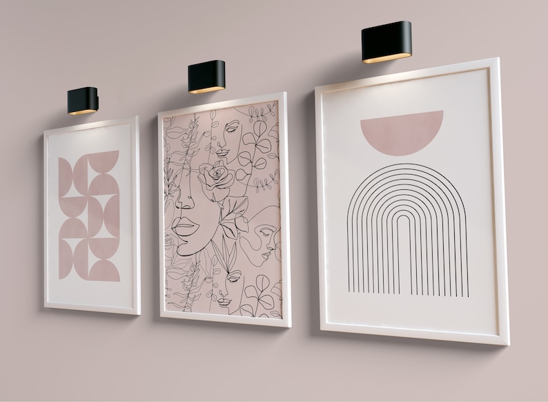 Pink Wall Art Prints Pink Boho Wall Decor Blush Pink Wall Etsy
