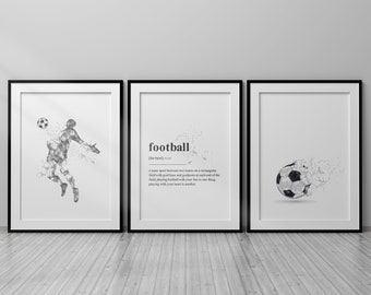 A sizes, Printable Football Wall Art, Football Wall Art, Football Gifts, Boys Bedroom Prints, Set of 3, Digital Downloads, Print at Home