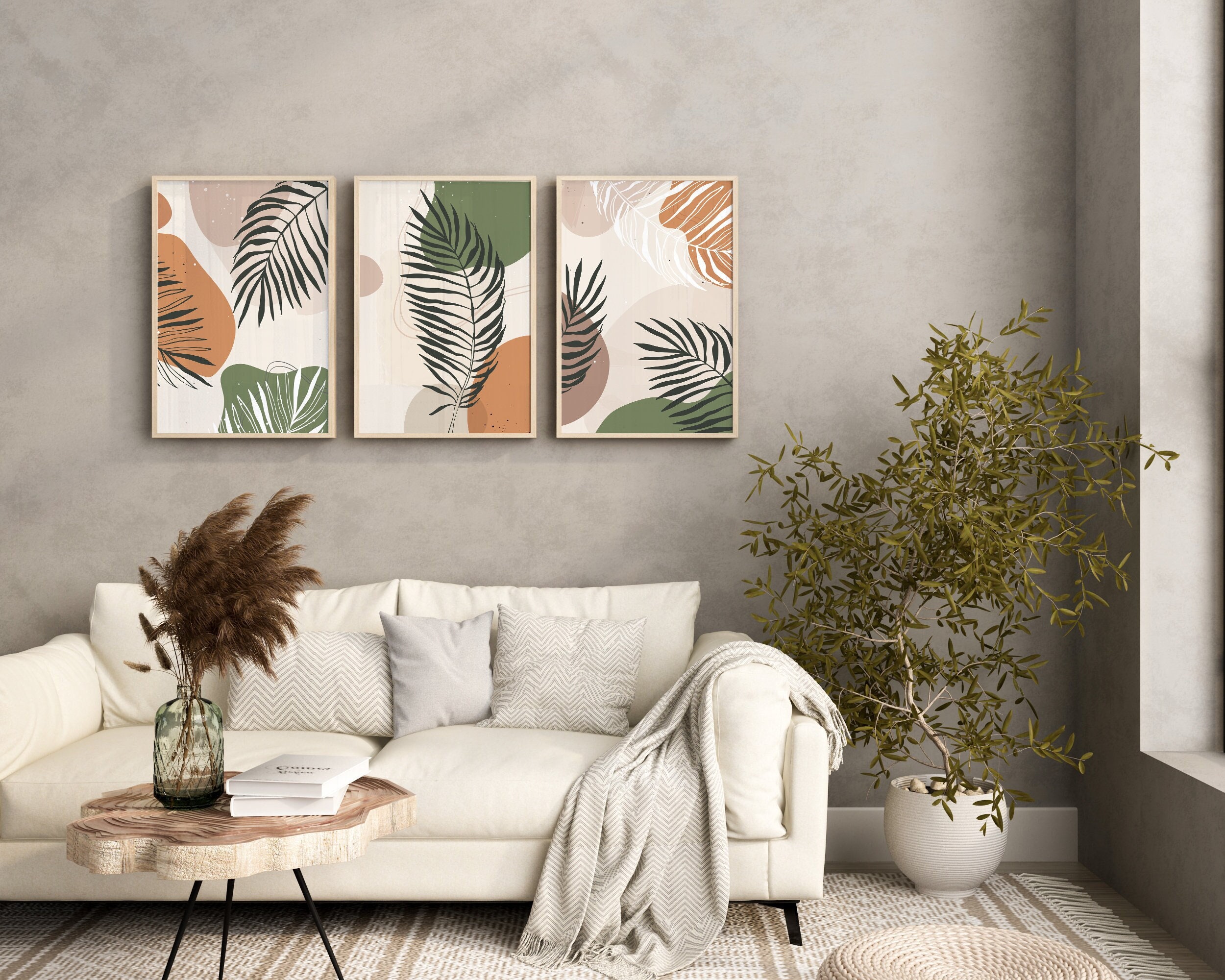 Botanical Wall Art Prints Set of 3 Posters Abstract Lounge - Etsy UK