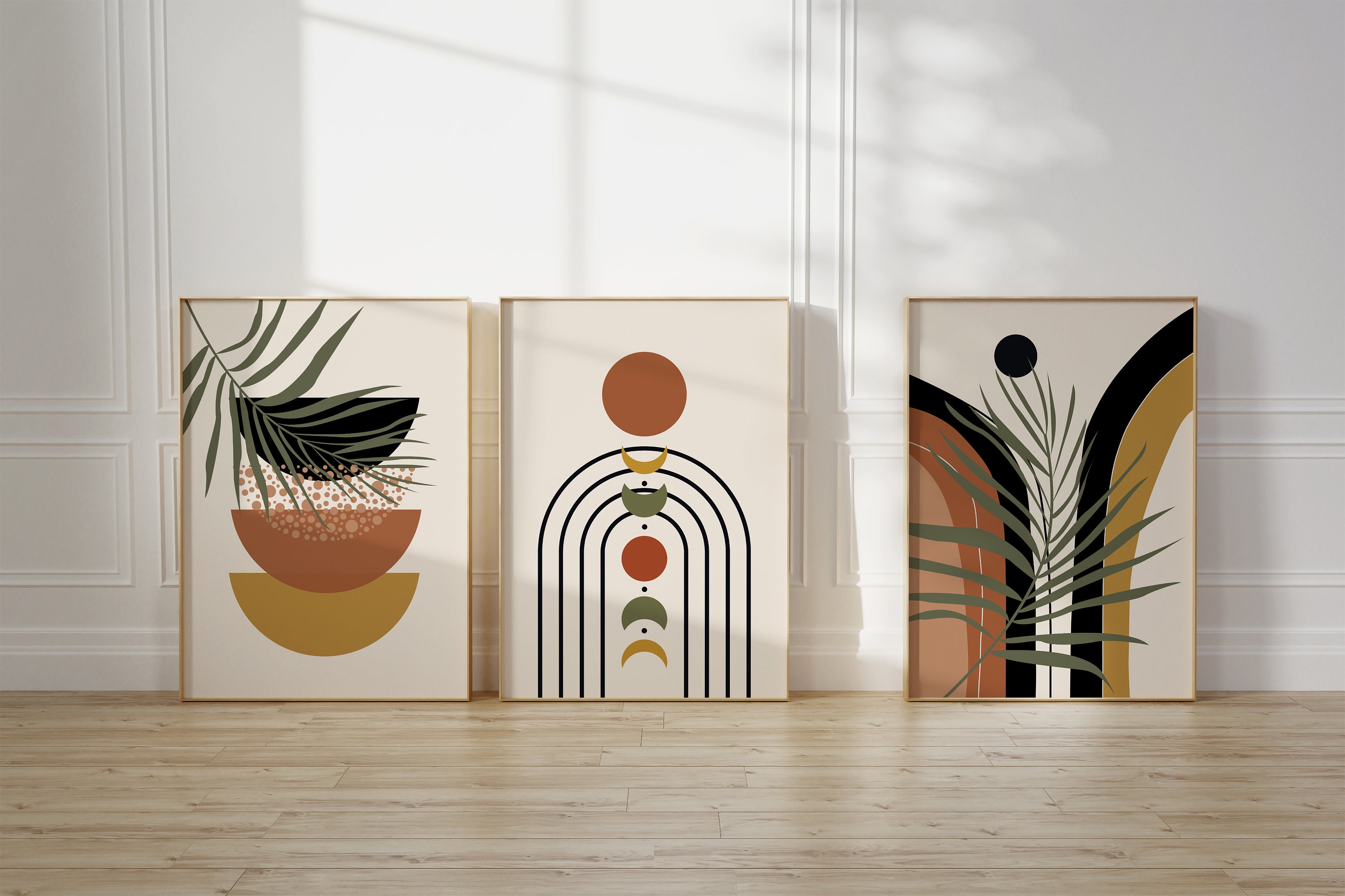 Boho Abstract Wall Art Prints, Boho Wall Decor, Set of 3 Prints, Boho ...