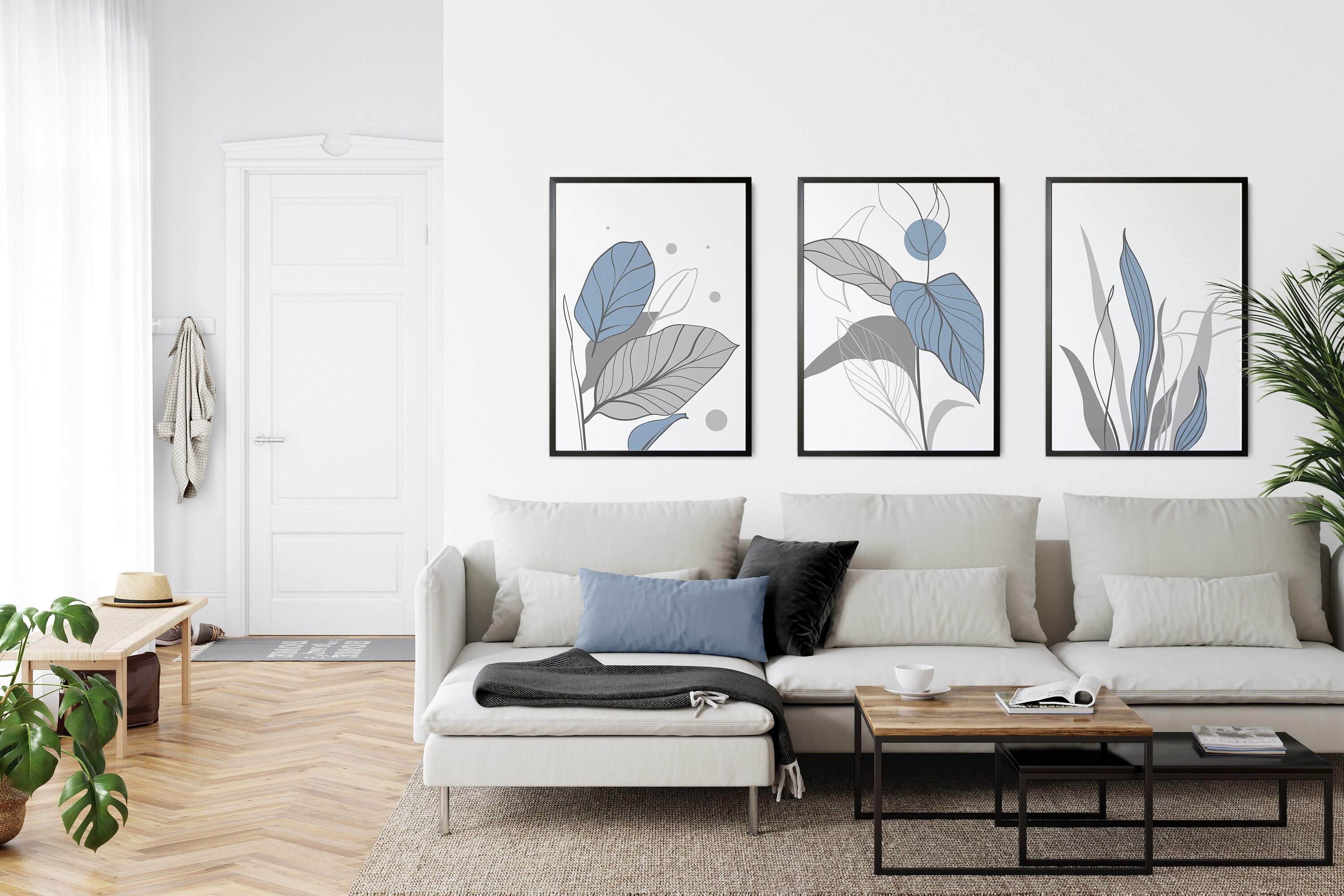 Light Blue Wall Art Prints Blue Wall Decor Blue and Grey Etsy