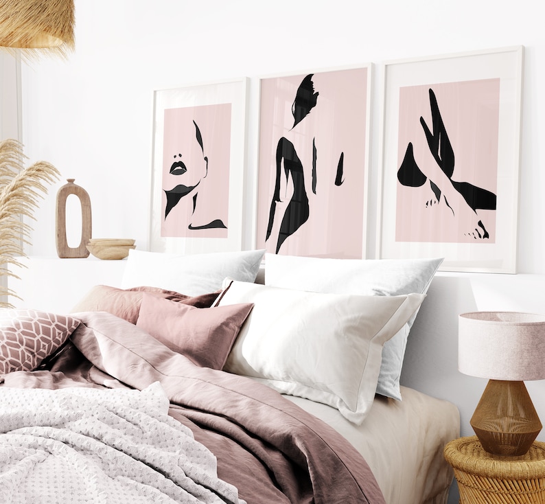 modern pink teen girls bedroom wall art prints