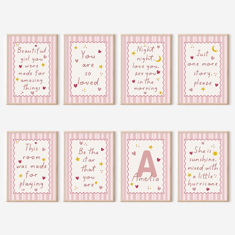 Cute nursery wall art in pink