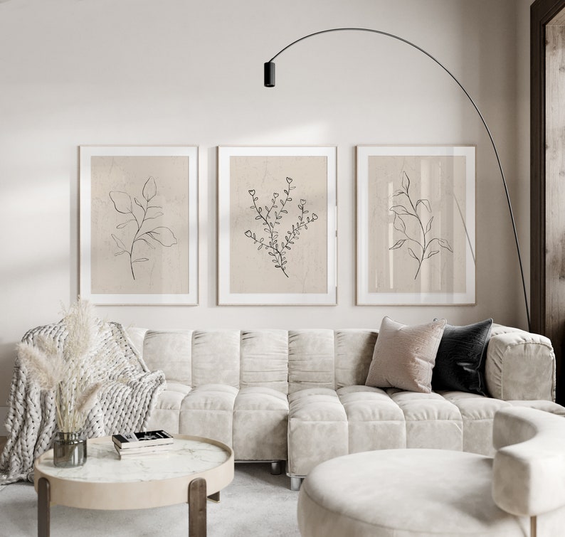 Set of 3 Wall Prints, Neutral Wall Prints, Botanical Wall Art Prints ...