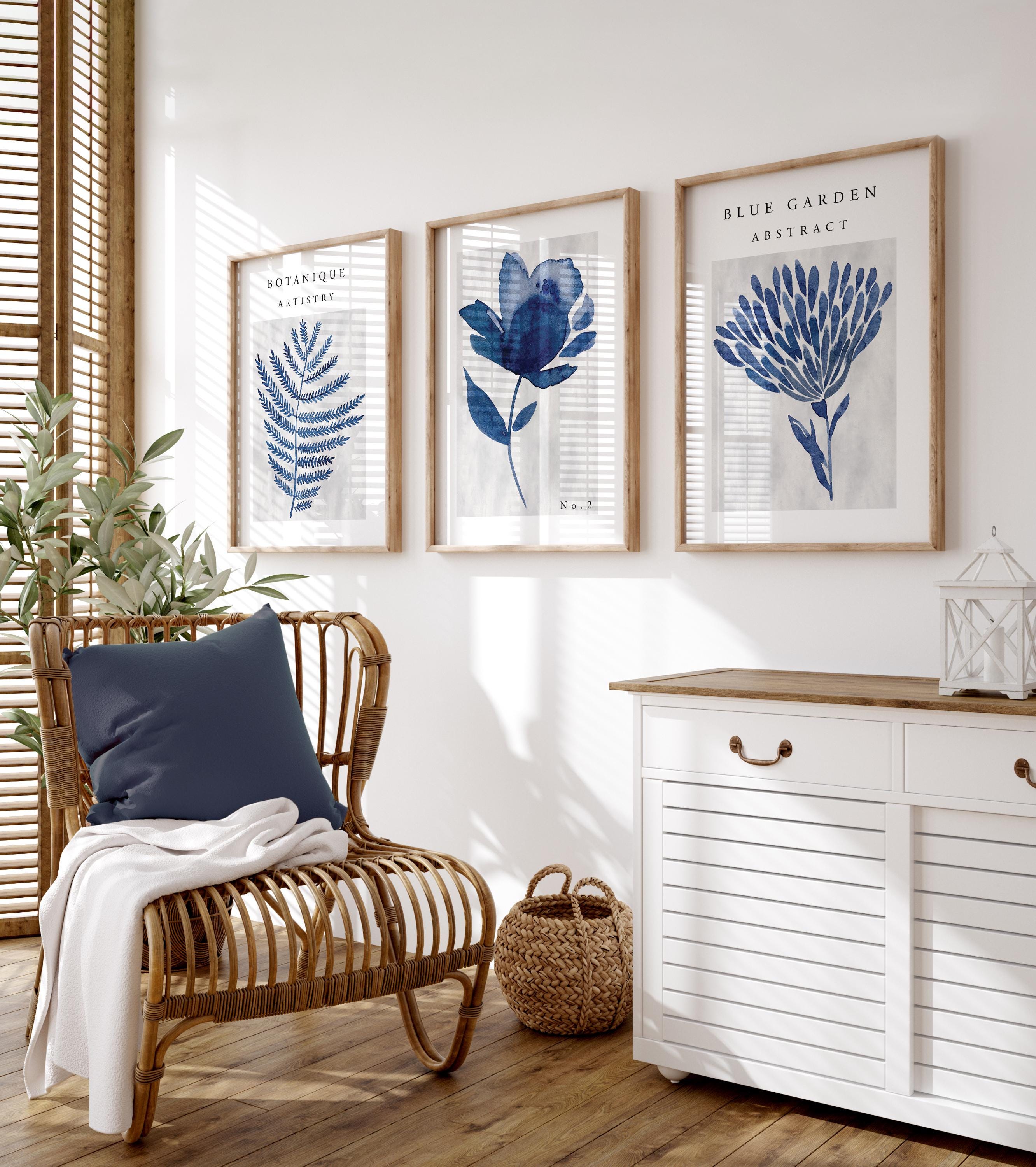 For Print Blue Blue Wall Prints, Botanical Wall Art, Blue & Grey Wall Art, Blue Home ...