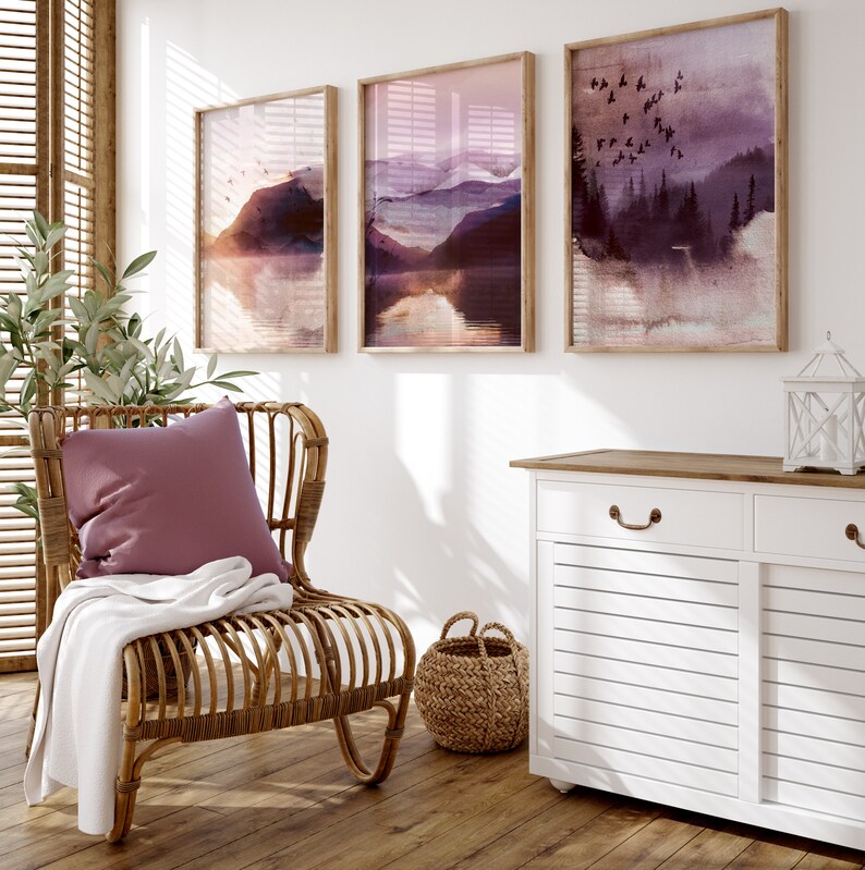 Watercolour Landscape Wall Art Prints Nordic Wall Decor Set Etsy