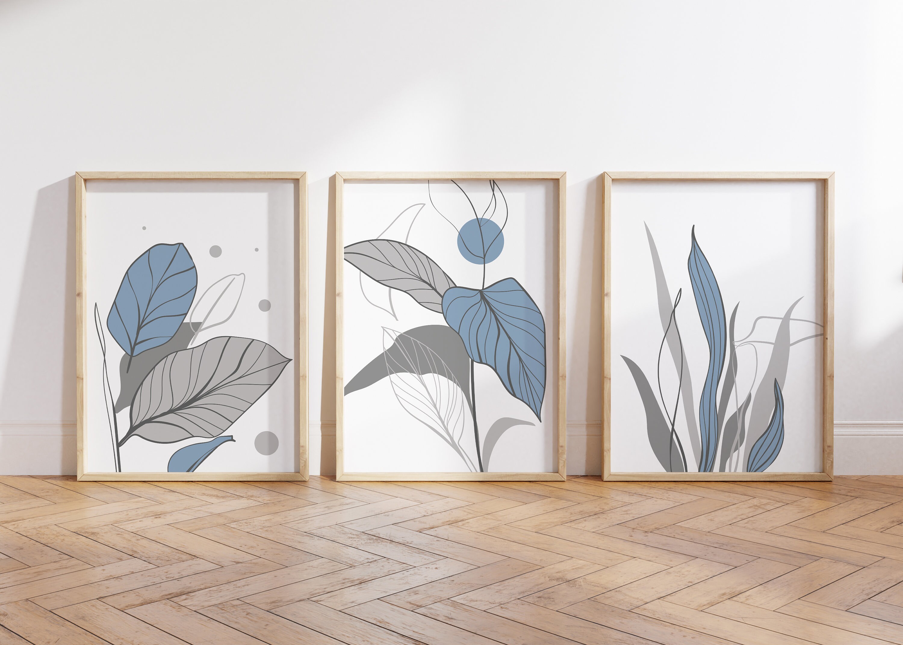 Light Blue Wall Art Prints Blue Wall Decor Blue and Grey Etsy