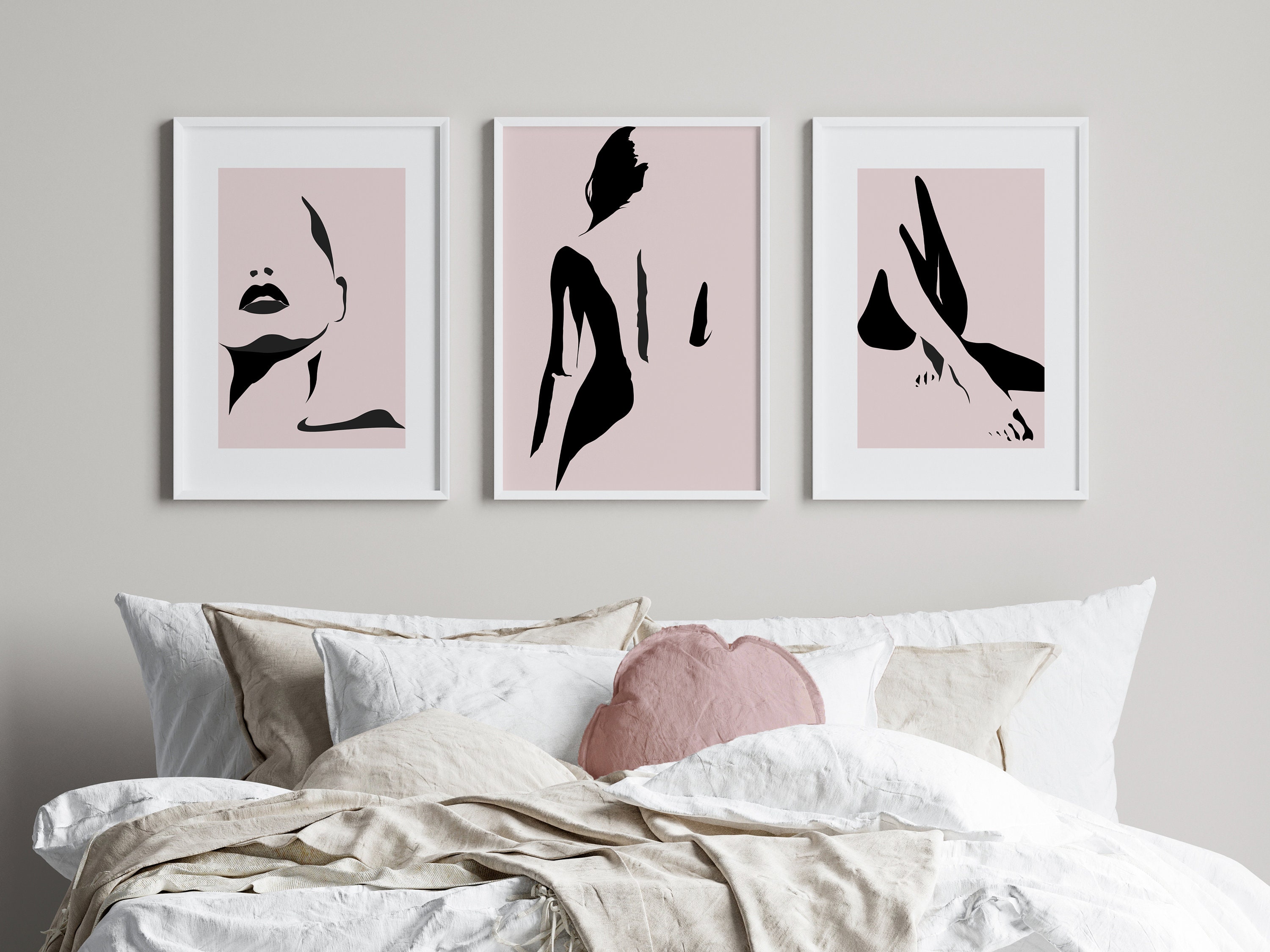 Pink Wall Art Prints Pink Wall Decor Bedroom Wall Art Woman Etsy