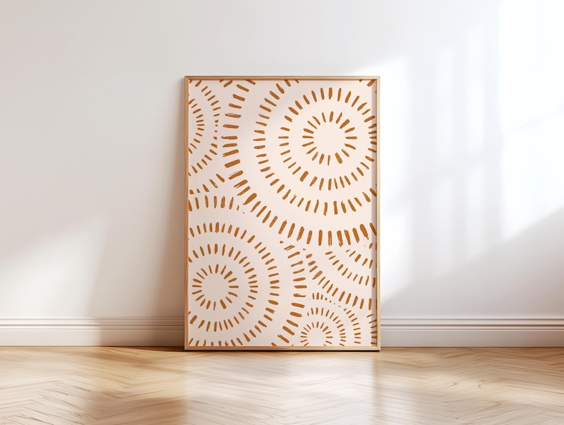 abstract art in orange and beige