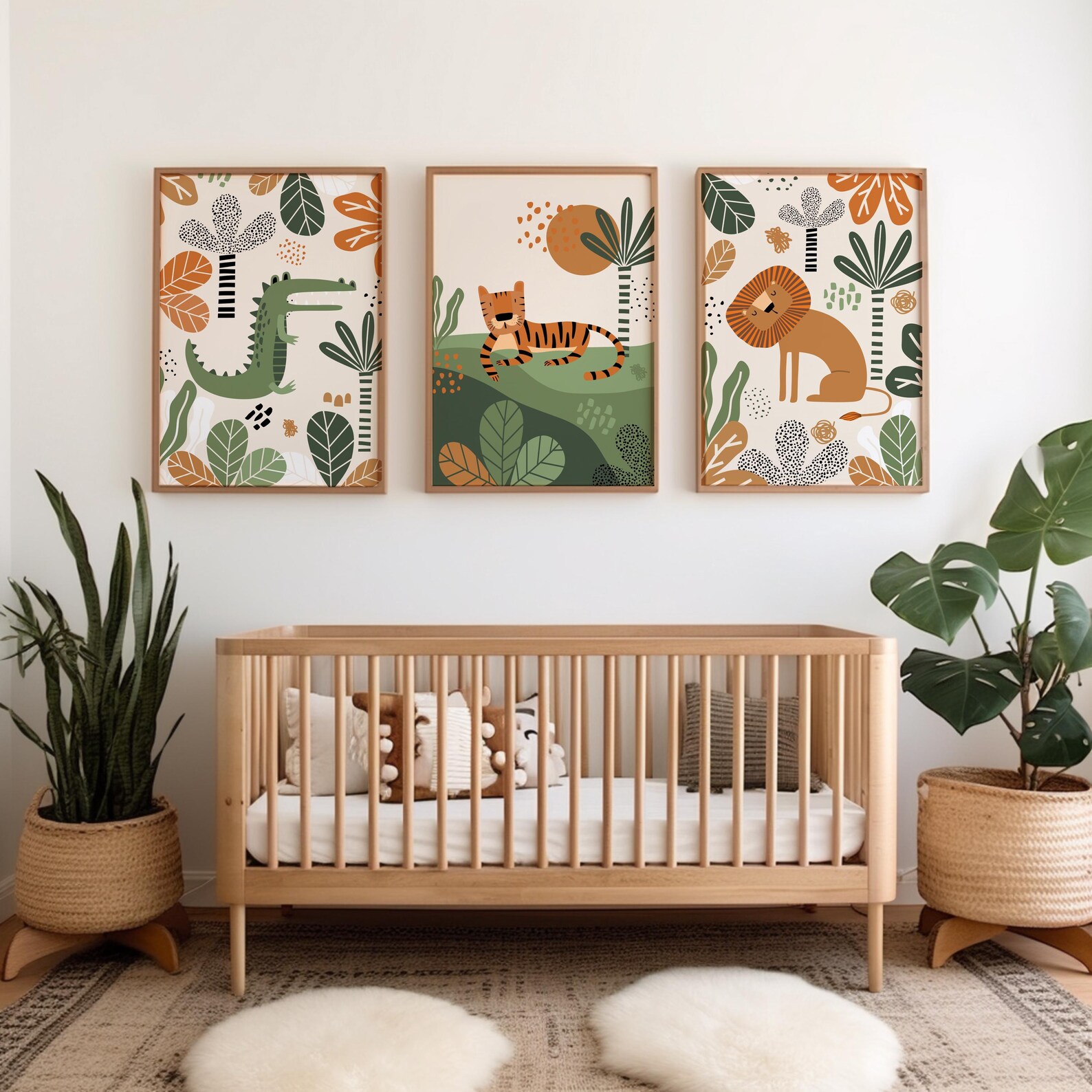 Safari Nursery Wall Prints, Boho Nursery Prints, Green Nursery Prints ...