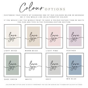 Colour options for couples bedroom prints
