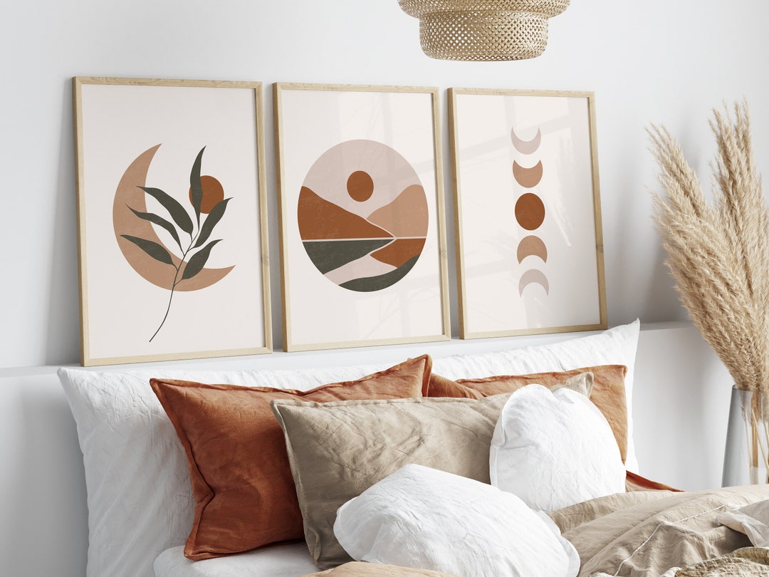 Boho Abstract Wall Art Prints, Boho Wall Decor, Set of 3 Wall Prints ...
