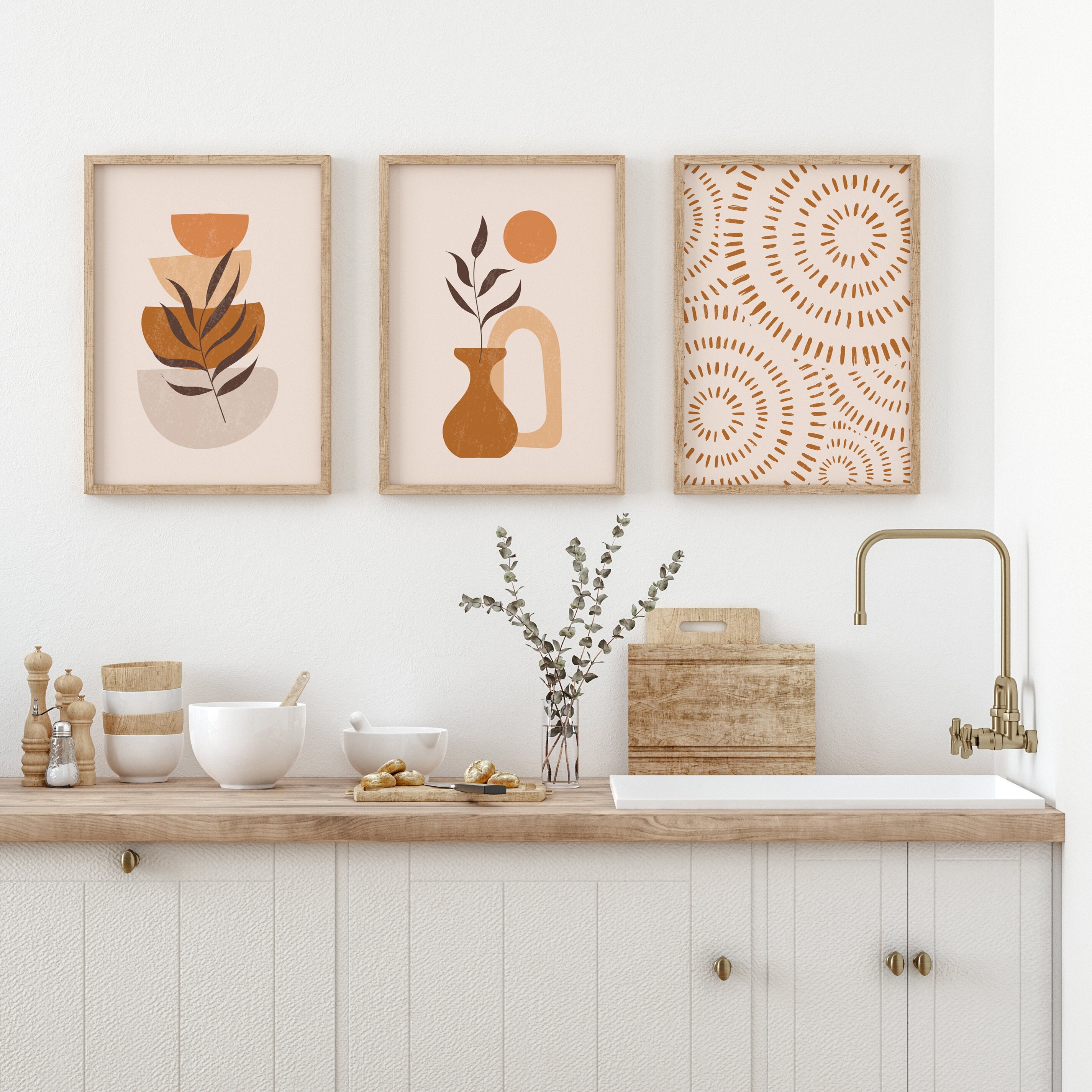 Boho Kitchen Wall Art Boho Wall Prints Set of 3 Wall Prints - Etsy ...