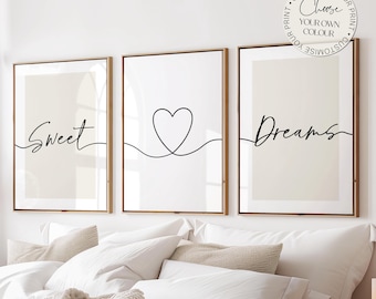 Bedroom Wall Art, Sweet Dreams, Bedtime Quote, Set of 3 Wall Prints, Neutral Bedroom Decor, Bedroom Wall Decor, Bedroom Prints, Wall Art