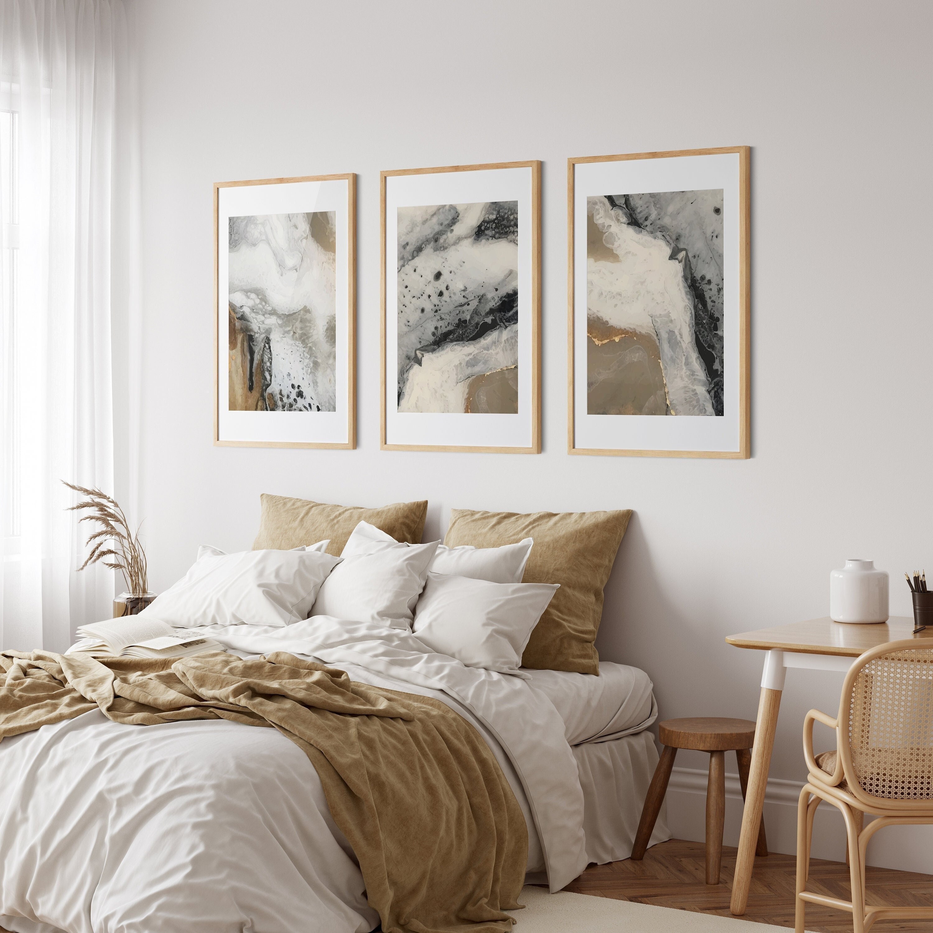 Bedroom Wall Prints Marble Wall Prints Set of 3 Posters Etsy UK