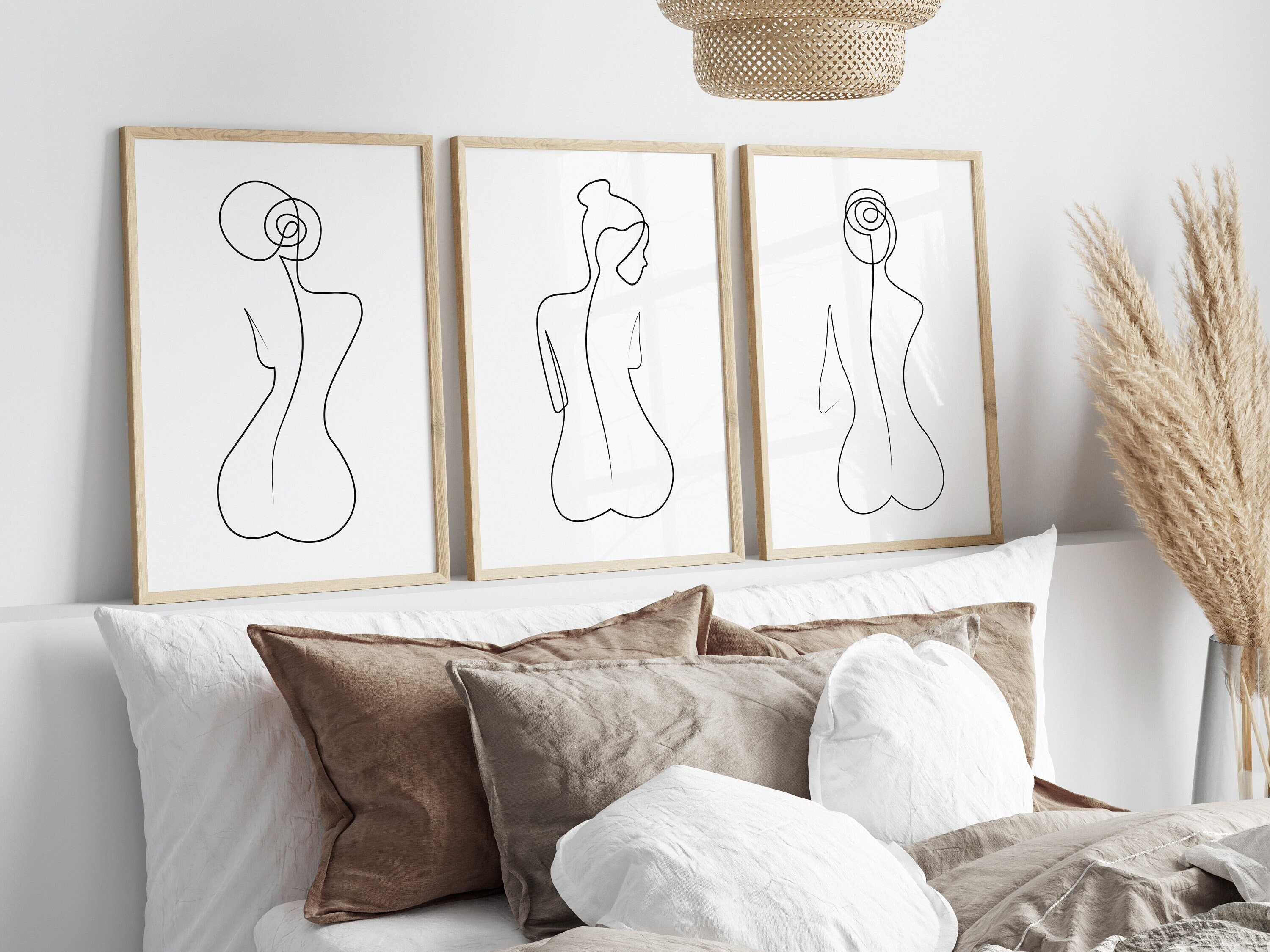 Set of 3 Wall Art Prints, Women Line Art, Minimalist Art Prints, Line ...