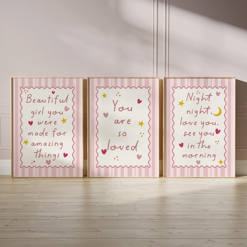 Girls cute nursery wall pictures