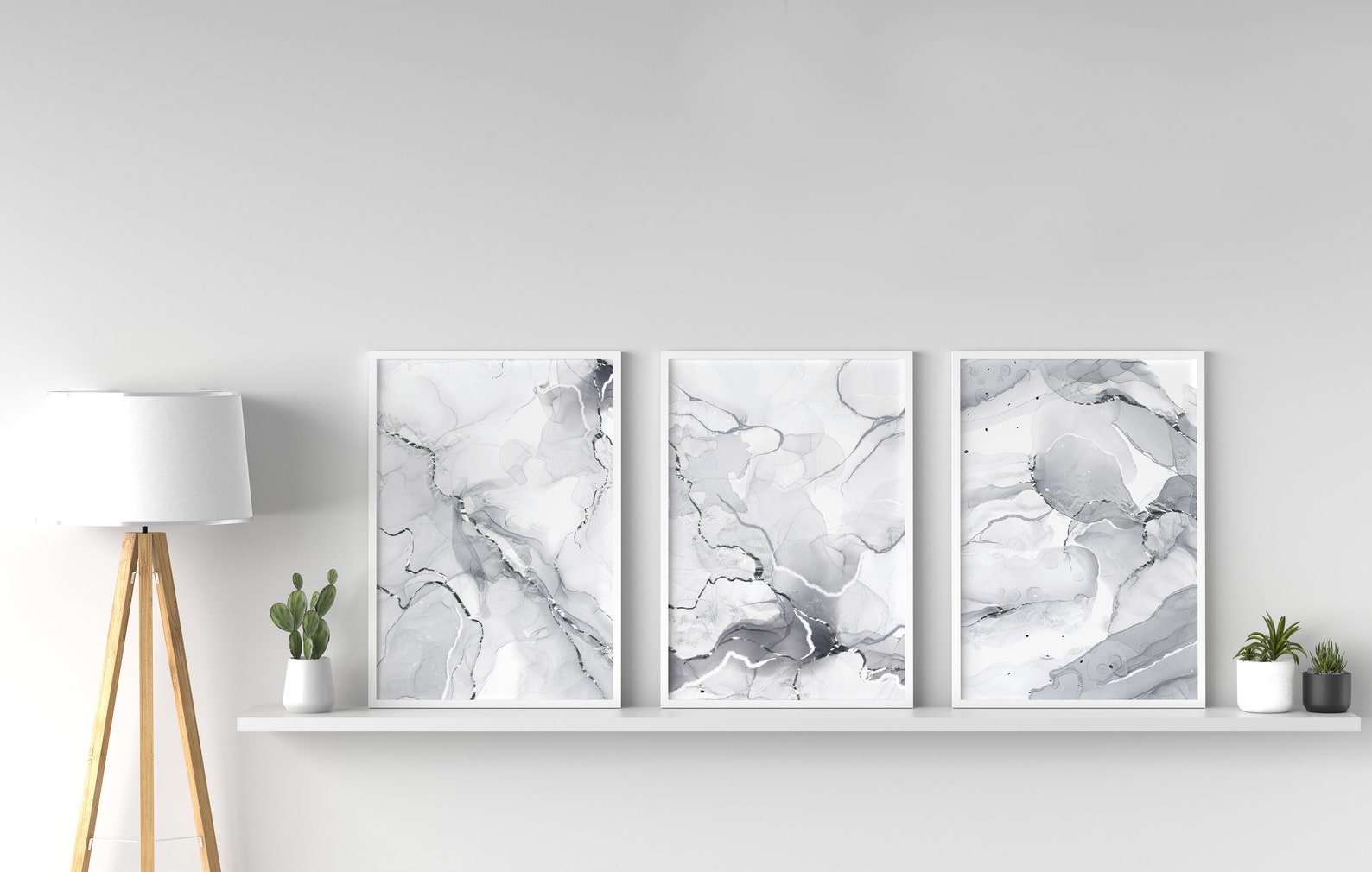 Grey & Silver Wall Prints Marble Wall Prints Set of 3 Wall Etsy