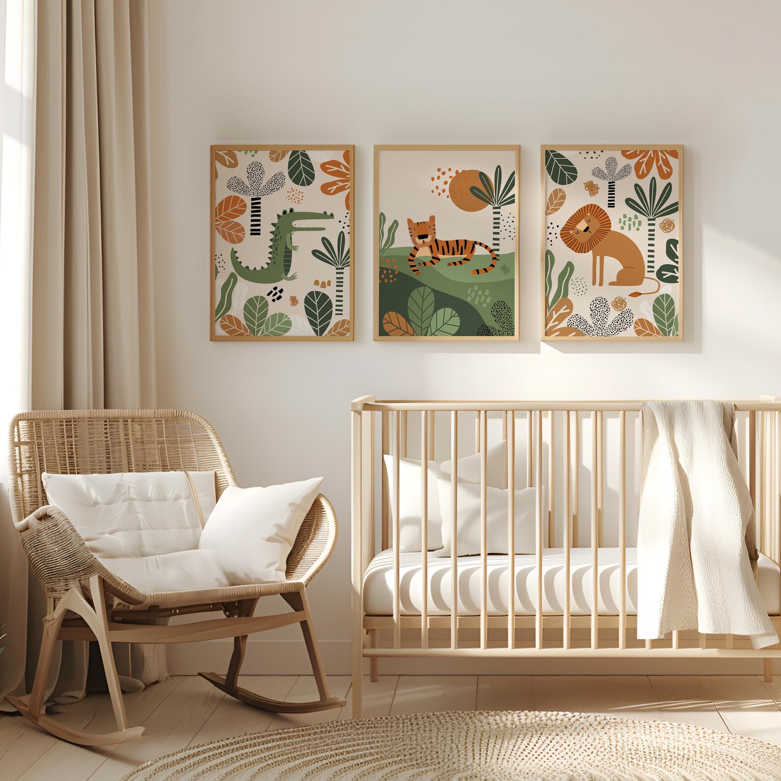 Safari Nursery Wall Prints, Boho Nursery Prints, Green Nursery Prints ...