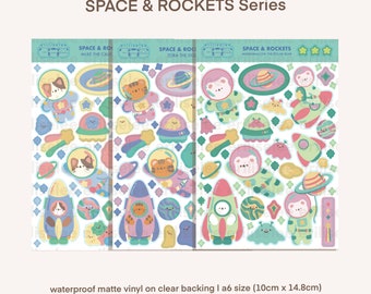 Space and Rockets Vinyl Sticker Sheet - Waterproof/Weatherproof