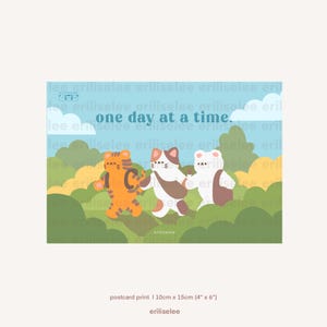 Um dia de cada vez, citação motivacional, cartão postal fosco, impressão 350gsm