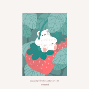 Strawberry Field Marshmallow le chat ours polaire PRINT 350gsm