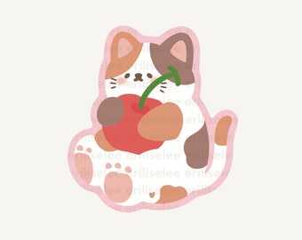 Cherry Baby ft. Mi-ke the Calico Cat Waterproof Die-Cut Sticker