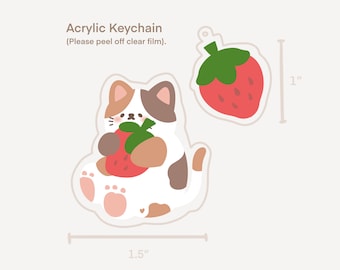 Strawberry Baby Mi-ke the Calico Cat Acrylic Keychain
