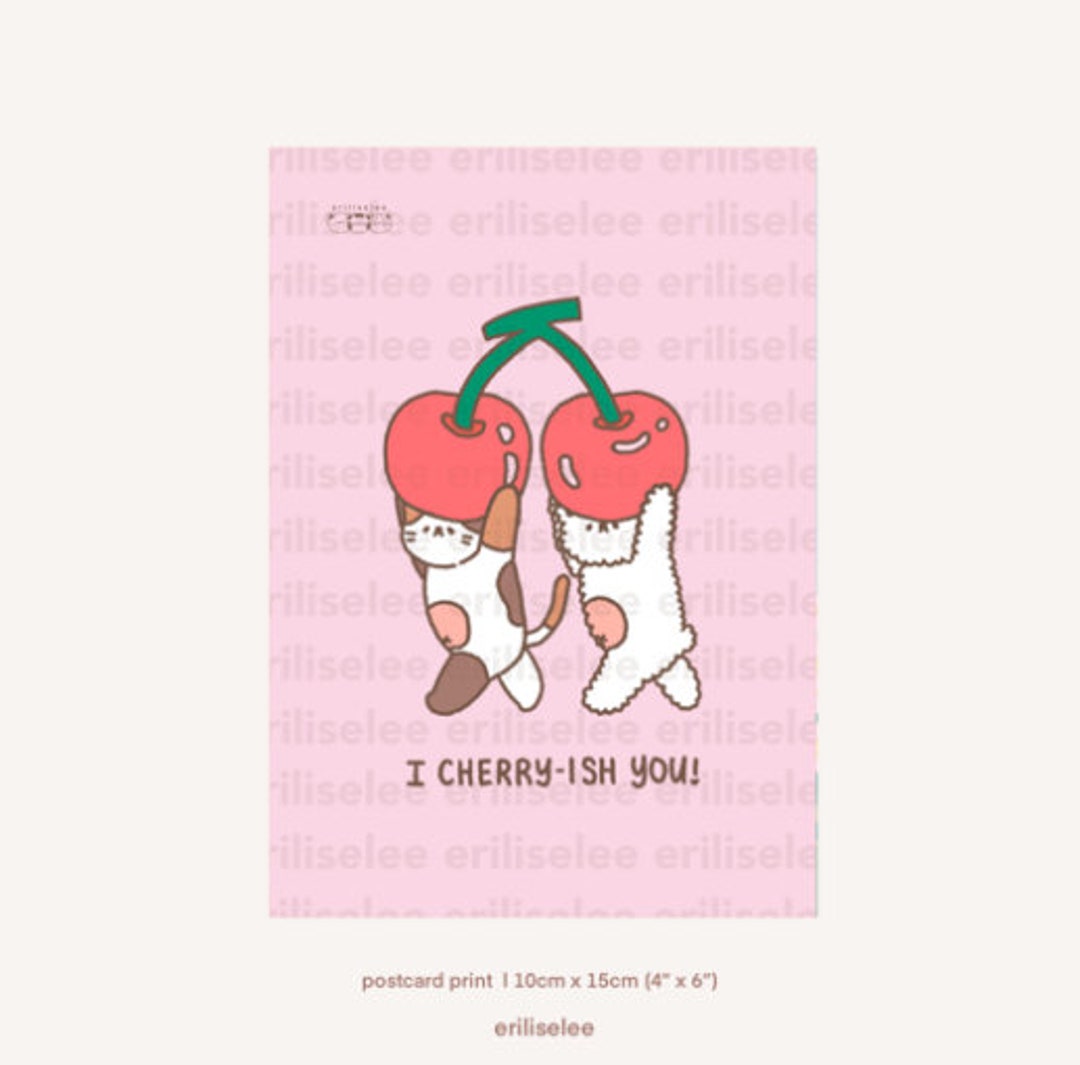 Cherryish You Bear and Calico Cat PRINT 350gsm Etsy