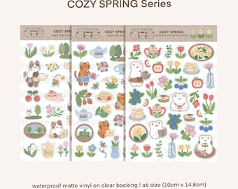 Cozy Spring Vinyl Sticker Sheet - Waterproof/Weatherproof