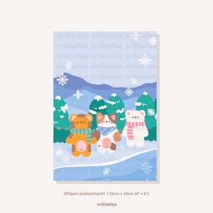 Impressão de cartão postal fosco de Natal do país das maravilhas do inverno 350gsm