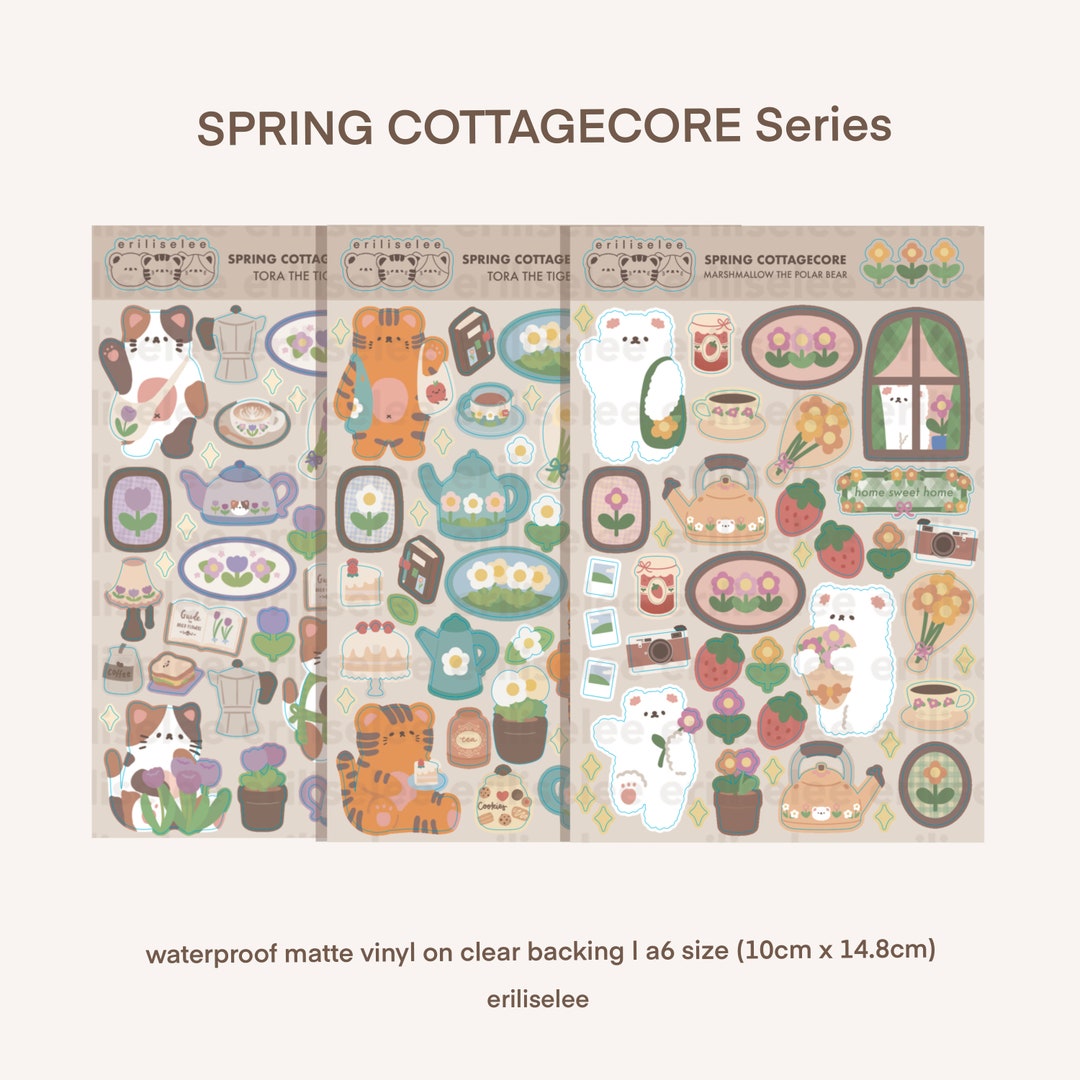 Spring Cottagecore Vinyl Sticker Sheet - Waterproof/weatherproof - Etsy